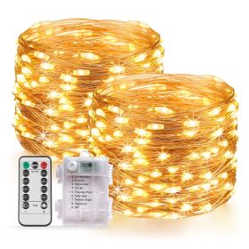 33 Feet 100 LED Fairy Lights with Remote Timer, 2 Pack Battery Operated Twinkle String Lights for Bedroom, Garden, Party