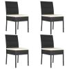 Patio Dining Chairs 4 pcs Poly Rattan Black