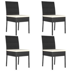 Patio Dining Chairs 4 pcs Poly Rattan Black