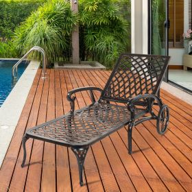 193*64.5*93cm Backrest Adjustable Courtyard Cast Aluminum Lying Bed Bronze