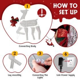 3-Piece Lighted Christmas Reindeer Family Set Outdoor Decorations