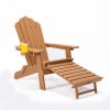 TALE Folding Adirondack Chair with Pullout Ottoman with Cup Holder, Oaversized, Poly Lumber, for Patio Deck Garden, Backyard Furniture