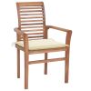 Dining Chairs 6 pcs with Cream Cushions Solid Teak Wood