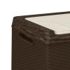 Patio Storage Box with Seat Cushion Brown 92.5 gal PP