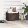 Patio Storage Box with Seat Cushion Brown 33 gal PP