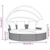 Patio Lounge Bed with Canopy and Cushions Brown Poly Rattan