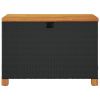 Patio Storage Box Black 31.5"x15.7"x18.9" Poly Rattan Acacia Wood