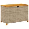 Patio Storage Box Beige 43.3"x21.7"x24.8" Poly Rattan Acacia Wood