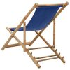 Deck Chair Bamboo and Canvas Navy Blue