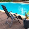 Outdoor Folding Lounge Chair with 7 Adjustable Backrest and Footrest Positions