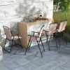 Set of 2 Patio Folding Bar-Height Chairs with Armrests and Quick-Drying Seat