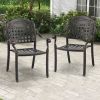 Cast Aluminum Patio Chairs Set of 2 with Armrests