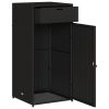 Patio Storage Cabinet Black 21.7"x21.7"x43.7" Poly Rattan