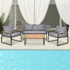 4 Piece Outdoor Patio Lounge Conversation Set