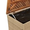 Patio Storage Box Beige 43.3"x19.7"x21.3" Poly Rattan Acacia Wood