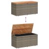 Patio Storage Box Gray 43.3"x19.7"x21.3" Poly Rattan Acacia Wood