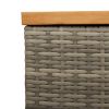 Patio Storage Box Gray 43.3"x19.7"x21.3" Poly Rattan Acacia Wood
