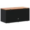 Patio Storage Box Black 43.3"x19.7"x21.3" Poly Rattan Acacia Wood
