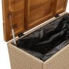 Patio Storage Box Beige 31.5"x15.7"x18.9" Poly Rattan Acacia Wood
