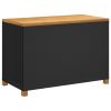 Patio Storage Box Black 43.3"x21.7"x24.8" Poly Rattan Acacia Wood