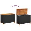 Patio Storage Box Black 31.5"x15.7"x18.9" Poly Rattan Acacia Wood