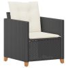 Patio Chair with Cushions Black Poly Rattan