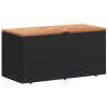 Patio Storage Box Black 43.3"x19.7"x21.3" Poly Rattan Acacia Wood