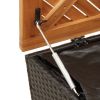 Patio Storage Box Black 43.3"x19.7"x21.3" Poly Rattan Acacia Wood