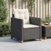 Patio Chair with Cushions Black Poly Rattan