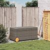 Garden Storage Box with Wheels Gray 50.2 Gal Poly Rattan