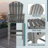 30 Inches Counter Height Outdoor HDPE Bar Stool with Armrests and Footrest