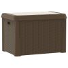 Patio Storage Box with Seat Cushion Brown 33 gal PP