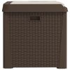 Patio Storage Box with Seat Cushion Brown 33 gal PP