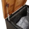 Patio Storage Box Black 31.5"x15.7"x18.9" Poly Rattan Acacia Wood