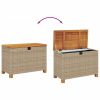 Patio Storage Box Beige 31.5"x15.7"x18.9" Poly Rattan Acacia Wood