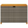 Patio Storage Box Gray 43.3"x21.7"x24.8" Poly Rattan Acacia Wood