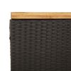 Patio Storage Box Black 43.3"x21.7"x24.8" Poly Rattan Acacia Wood