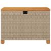 Patio Storage Box Beige 31.5"x15.7"x18.9" Poly Rattan Acacia Wood
