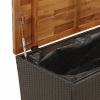 Patio Storage Box Black 43.3"x21.7"x24.8" Poly Rattan Acacia Wood
