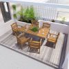 Patio Dining Chair with Armset Set of 2, HIPS Materialwith Imitation Wood Grain Wexture chair for Deck Pool Backyard, Teak