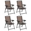 4 Pieces Folding Dining Chairs with Steel Armrests and Sling Back