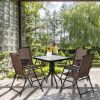 4 Pieces Folding Dining Chairs with Steel Armrests and Sling Back