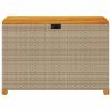Patio Storage Box Beige 43.3"x21.7"x24.8" Poly Rattan Acacia Wood