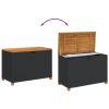 Patio Storage Box Black 43.3"x21.7"x24.8" Poly Rattan Acacia Wood