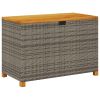 Patio Storage Box Gray 43.3"x21.7"x24.8" Poly Rattan Acacia Wood
