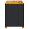 Patio Storage Box Black 43.3"x21.7"x24.8" Poly Rattan Acacia Wood
