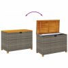 Patio Storage Box Gray 43.3"x21.7"x24.8" Poly Rattan Acacia Wood