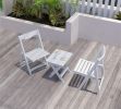 HIPS Foldable Small Table and Chair Set with 2 Chairs and Rectangular Table White