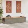 Patio Storage Box Gray 86.6"x19.7"x21.3" Poly Rattan Acacia Wood