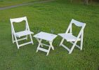 HIPS Foldable Small Table and Chair Set with 2 Chairs and Rectangular Table White